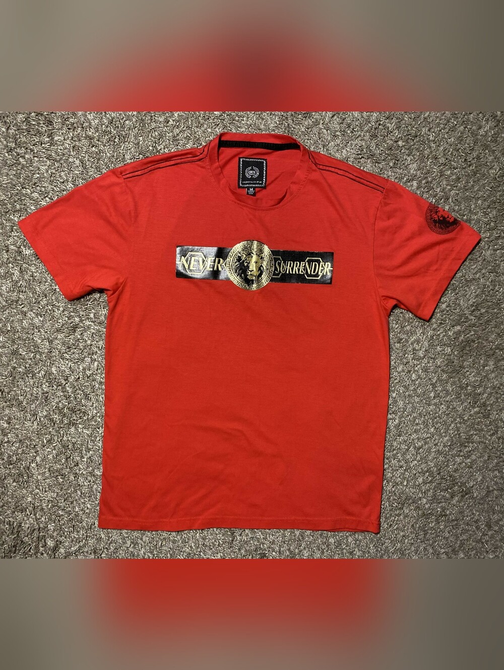 CR-24 Bordo Cromato Men’s Crew Neck Short Sleeve Graphic Red T-Shirt Size M